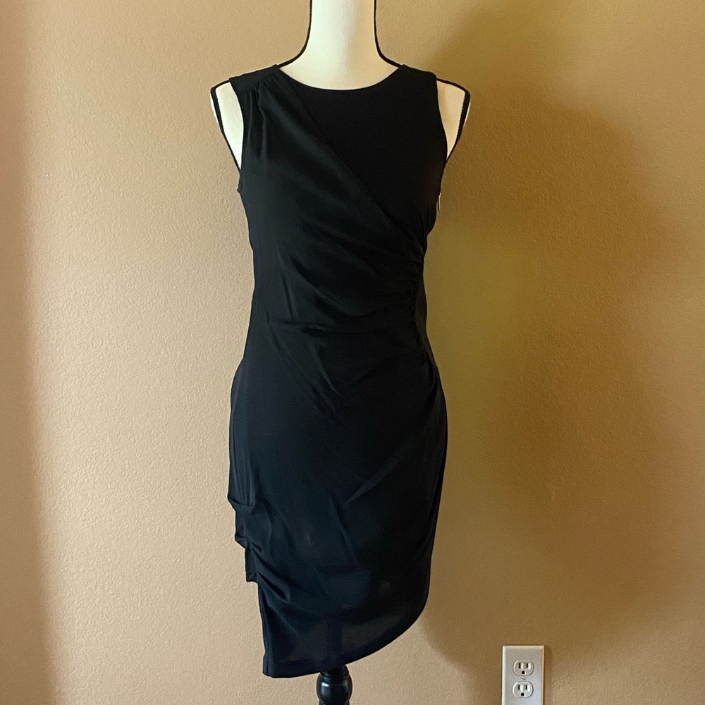 BCBG Max Azria Asymmetrical Ruched Dress with Exposed Side Zipper